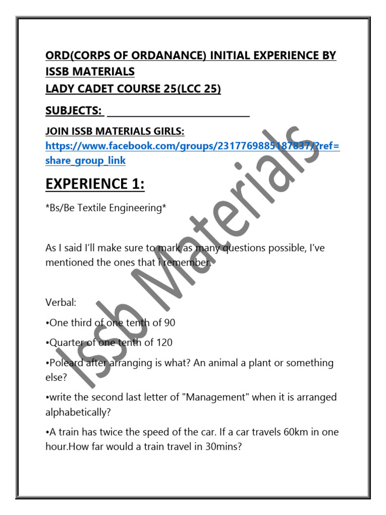 ISSB Materials Experience for LCC 25 | PDF | Yarn | Textiles