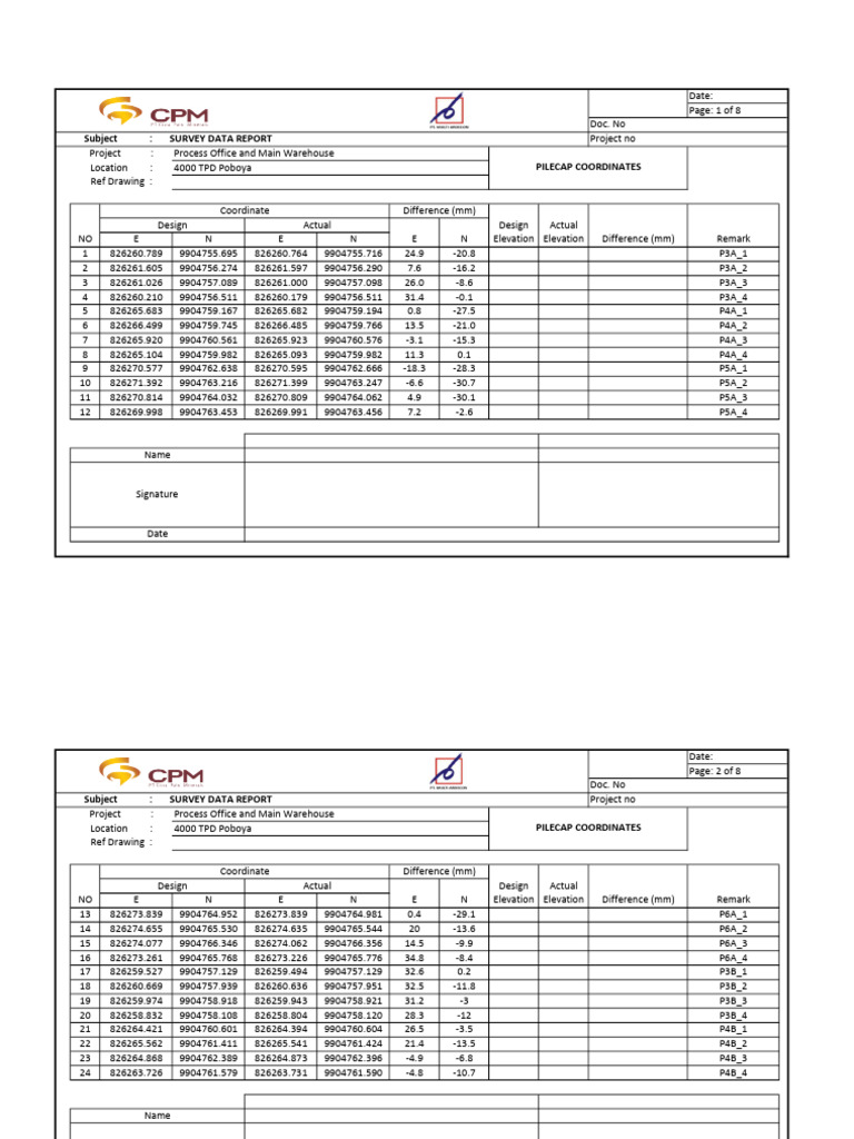 Survey Report Pilecap | PDF