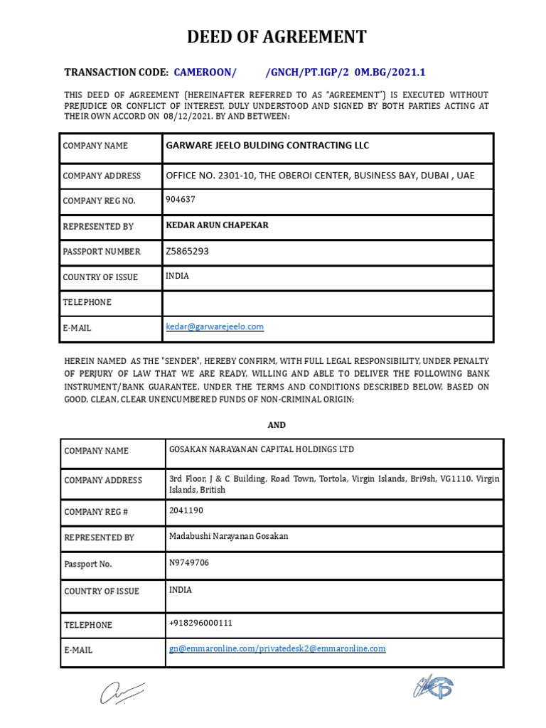 Doa For Bcpme Bank - BG - PT - Igp-Gnch-Garware 08122021 | PDF ...