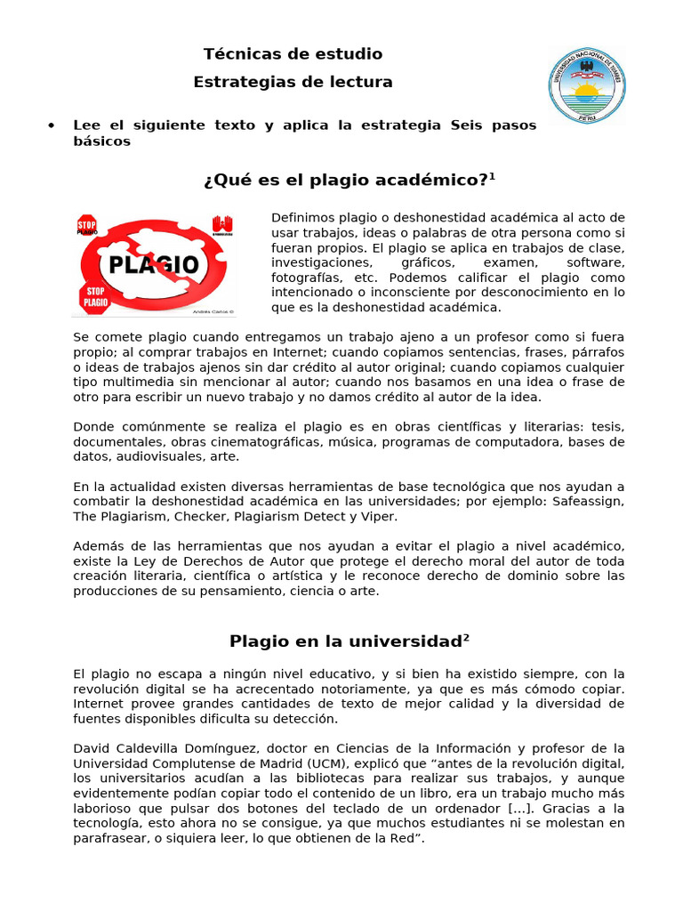 FT - Estrategias de Lectura | PDF | Plagio | Deshonestidad academica