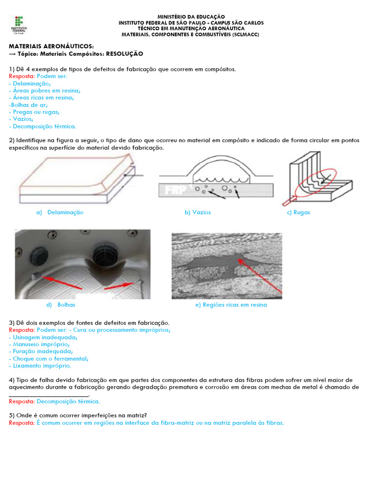 Defeitos em Materiais Compósitos Aeronáuticos | PDF | Material composto ...