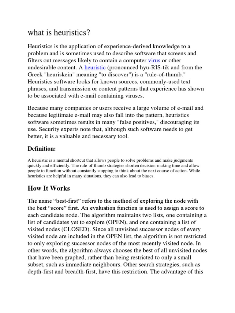 What Is Heuristics? Virus Heuristic PDF Heuristic Areas Of