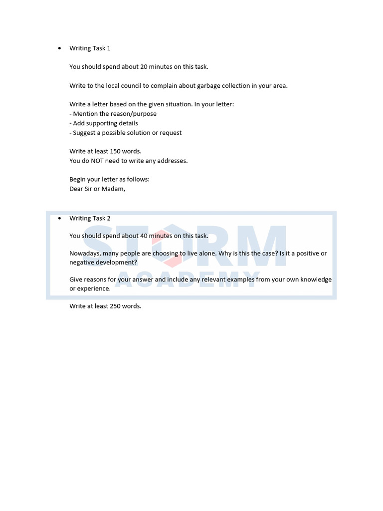Ielts GT Writing Test | PDF