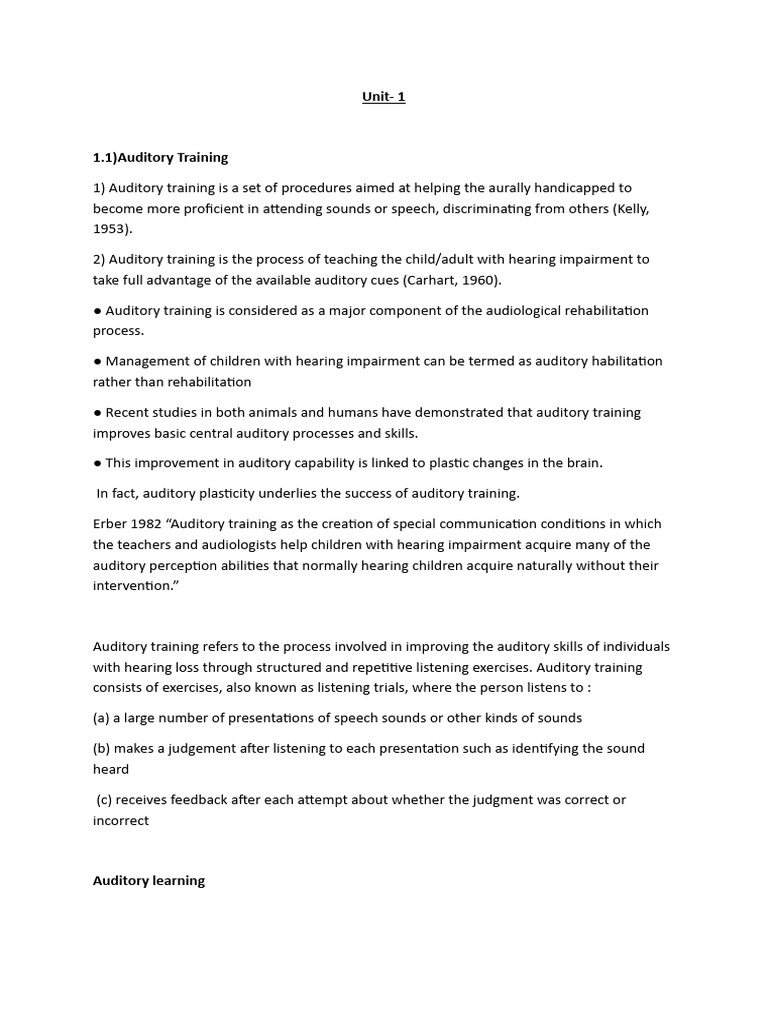 Stages of Auditory Training | PDF | Speech | Perception