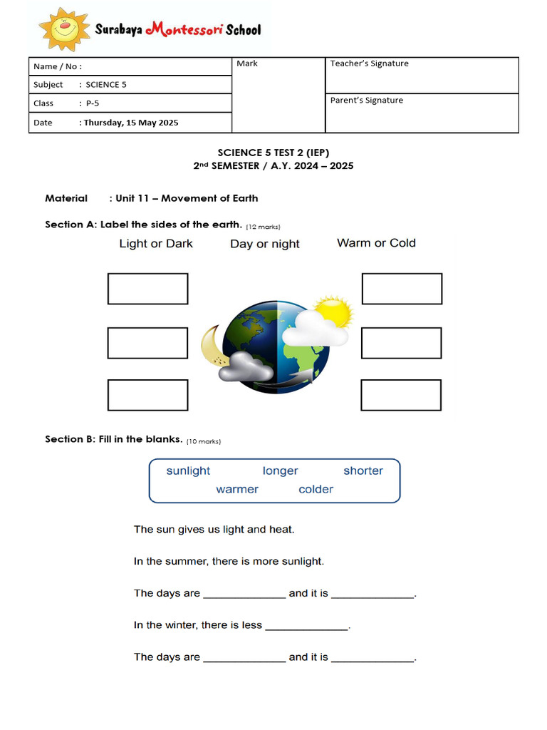 Science 5 Test 2 Sem-2 (IEP) | PDF