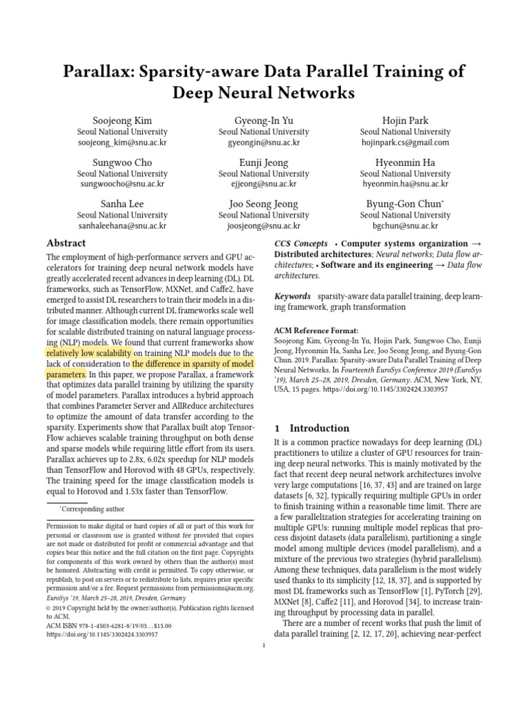 Parallax: Efficient NLP Training Framework | PDF | Deep Learning ...