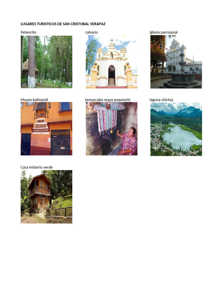 Lugares Turisticos de San Cristobal Verapaz | PDF