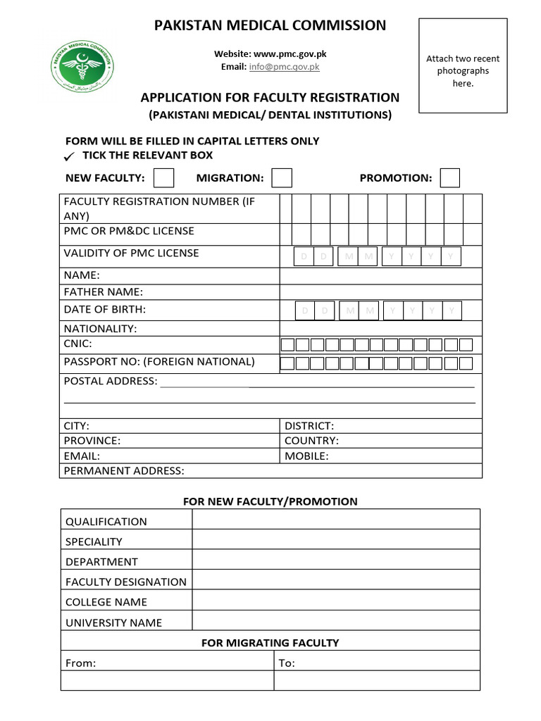 Faculty Registration Application Form | PDF