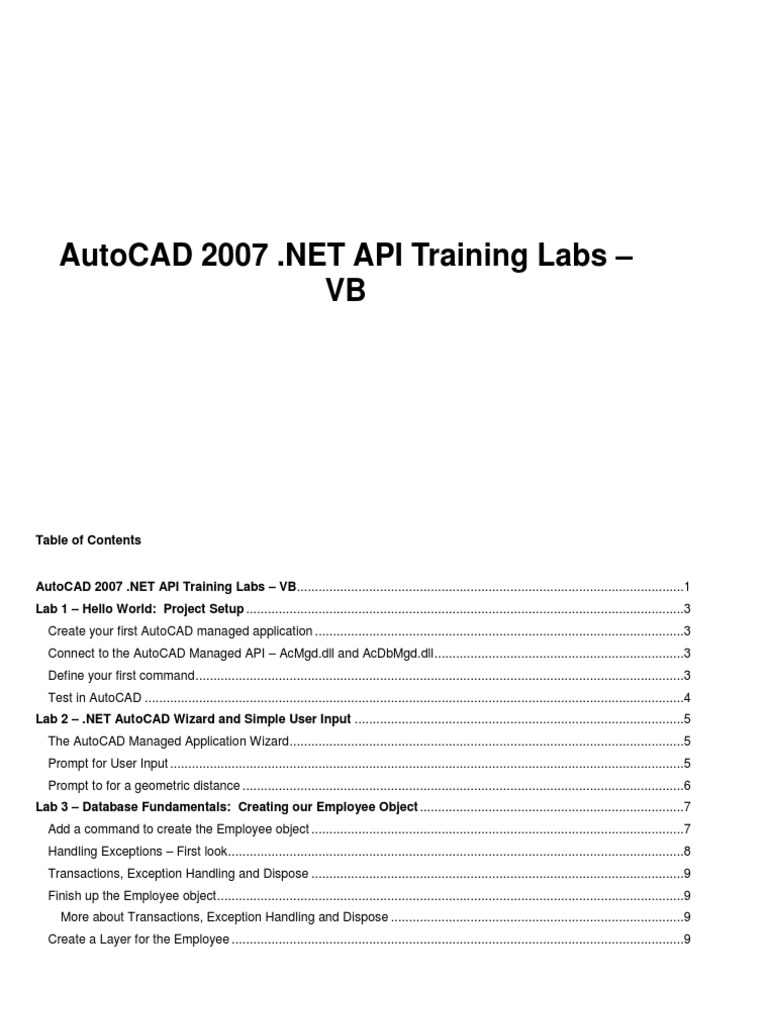 AutoCAD 2007 Managed VB Net Training | PDF | Subroutine | Auto Cad