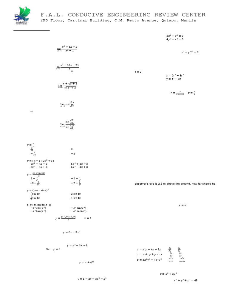 Differential Calculus Limits and Derivatives | PDF | Derivative | Tangent