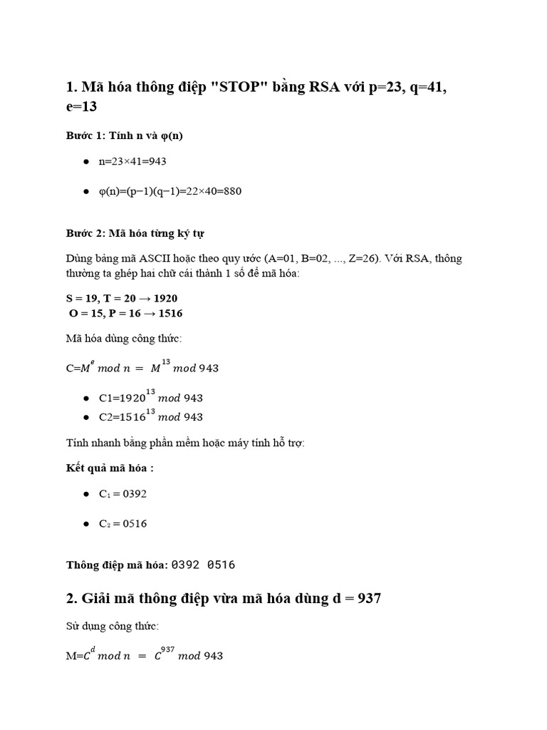 1. Mã hóa thông điệp 