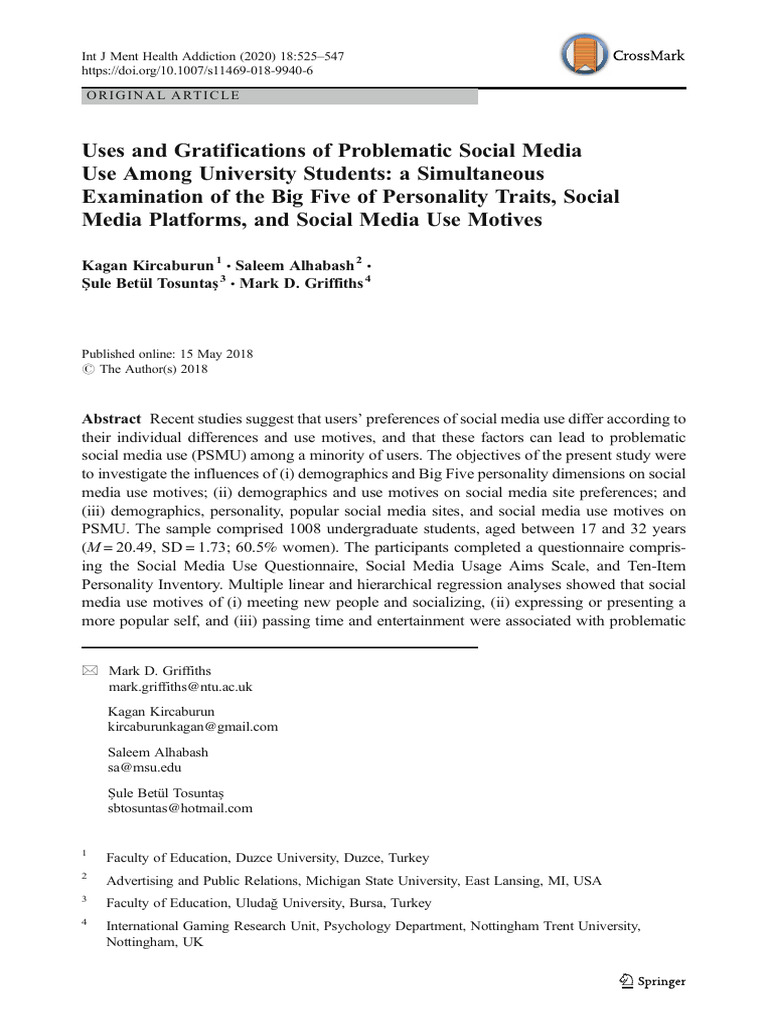 Problematic Social Media Use in Students | PDF | Linear Regression ...