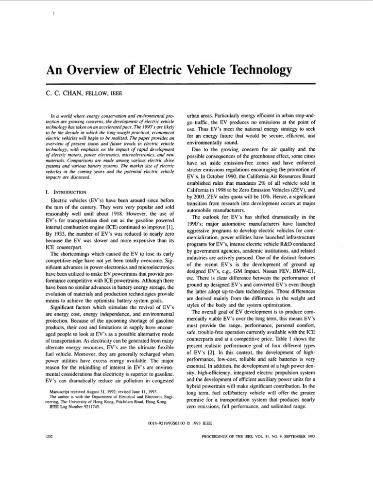 Electric Vehicle Technology Overview | PDF | Electric Motor | Electric ...