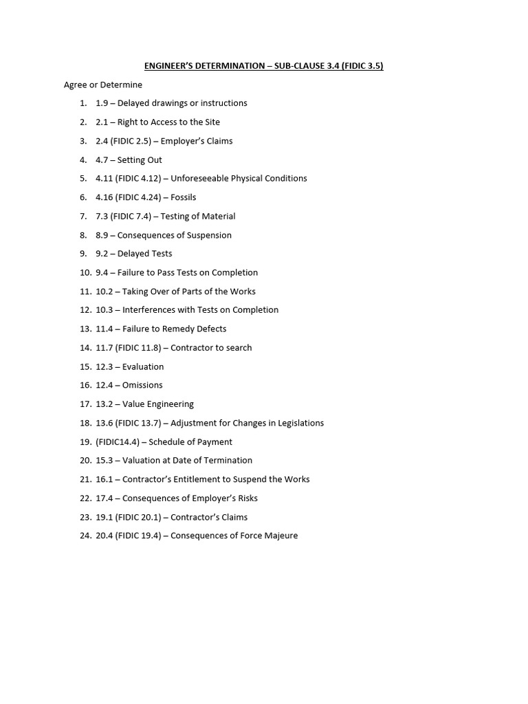 FIDIC Engineer's Determination Guide | PDF