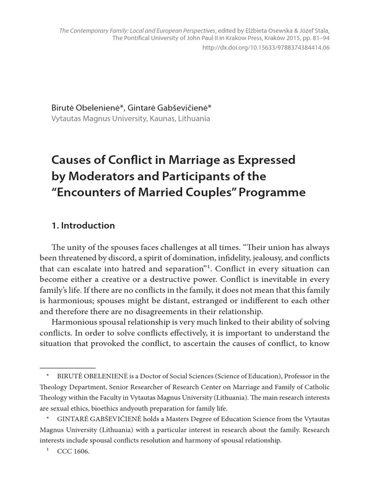 Causes of Marital Conflict Analysis | PDF | Focus Group | Statistics