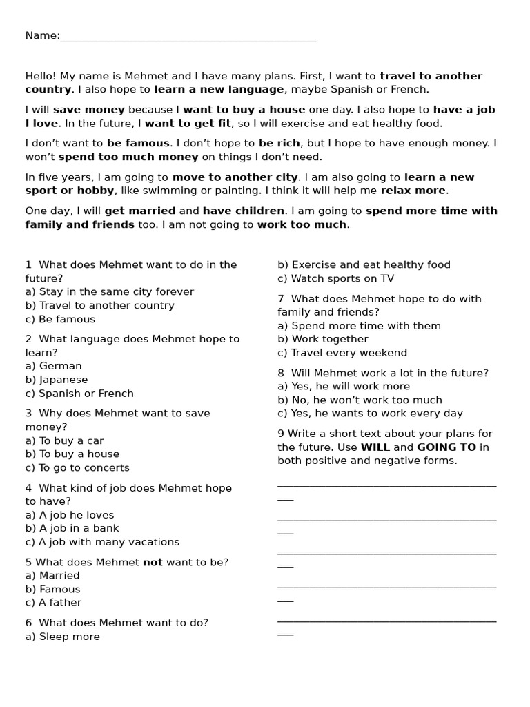 Mehmet's Future Plans and Goals PDF