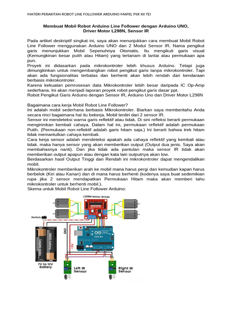 Panduan Membuat Mobil Line Follower Arduino | PDF