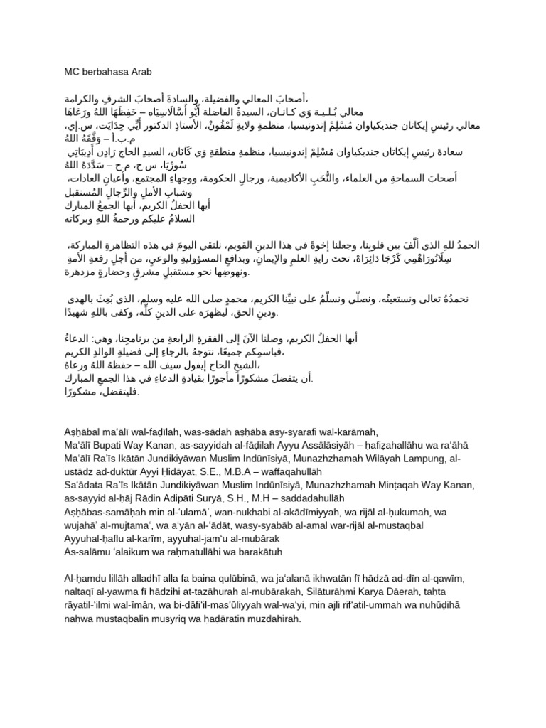 MC Berbahasa Arab | PDF