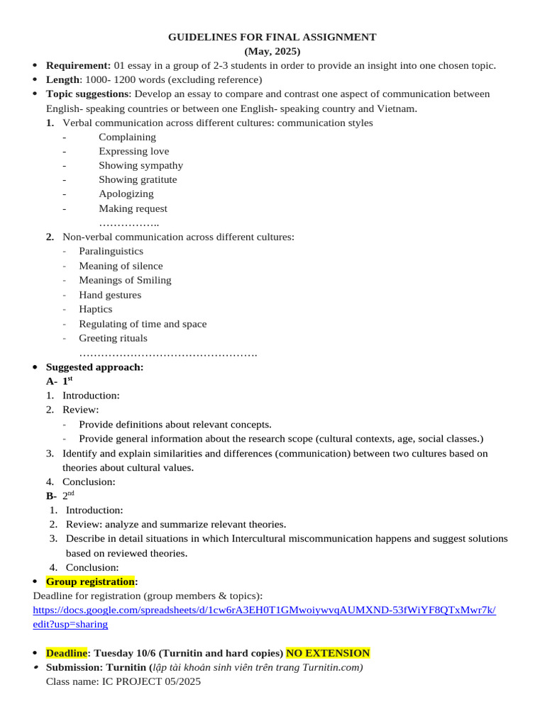 Final Assignment Guidelines: Essay on Communication | PDF ...