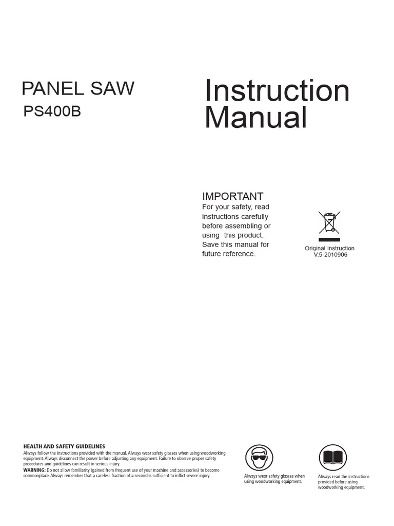 Panel Saw Safety and Operation Manual | PDF | Safety