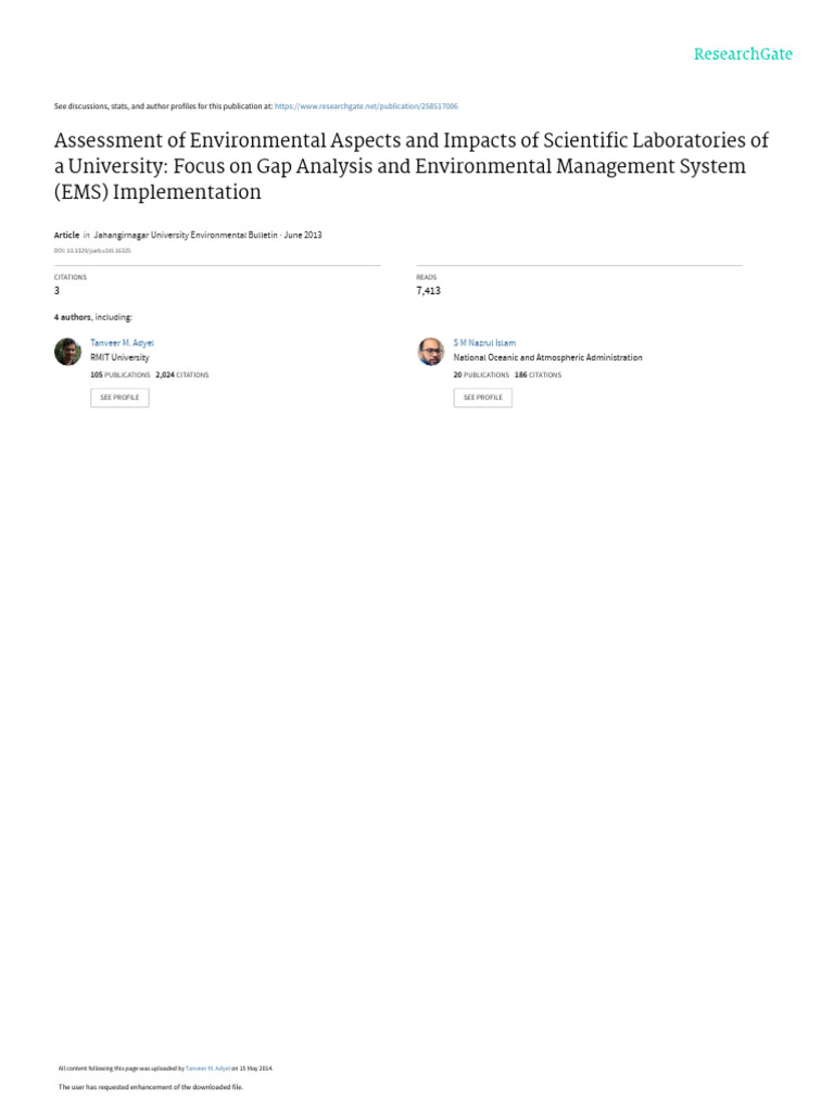 University Laboratory Environmental Assessment | PDF | Laboratories | Waste