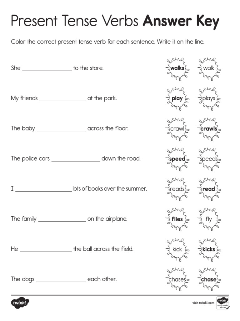 Present Tense Verbs Answer Key | PDF