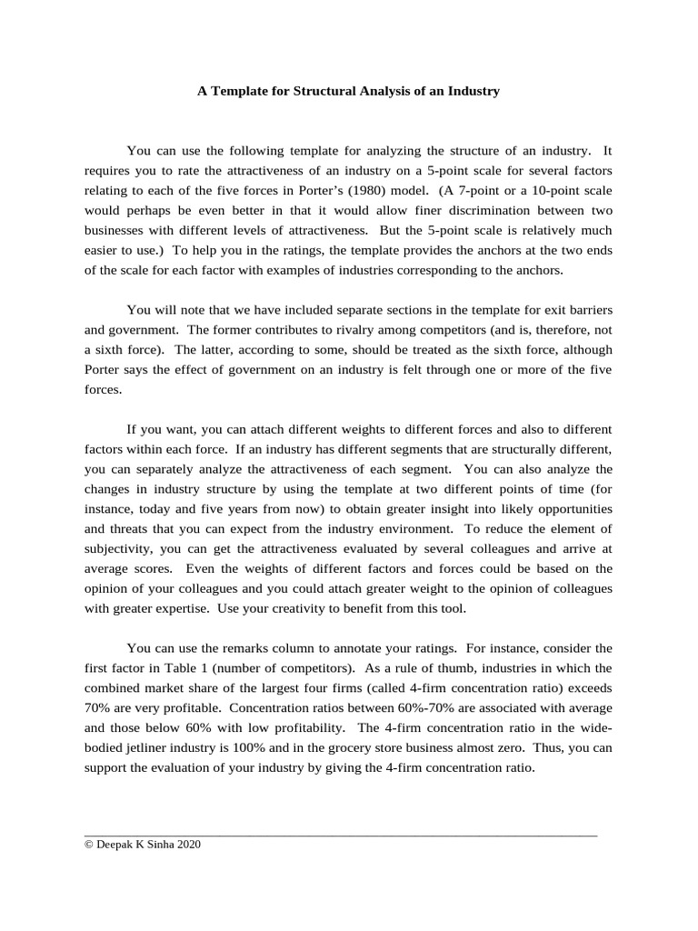 Industry Structural Analysis Template | PDF | Economies