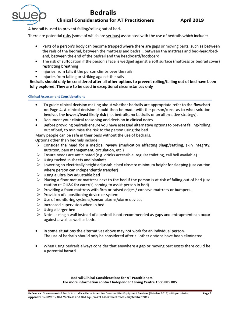 Bedrail Risk Assessment Guidelines | PDF | Bed | Caregiver