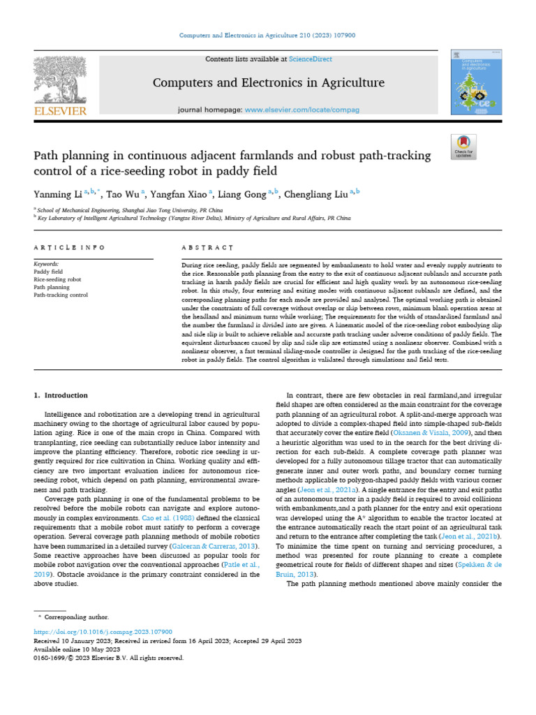 Rice-Seeding Robot Path Planning & Control | PDF | Applied Mathematics