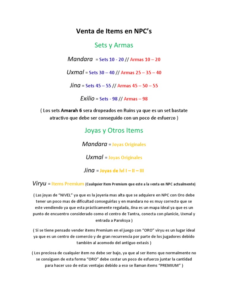 Items y Cambios en Tantra Online | PDF | Videojuegos | Juego de azar