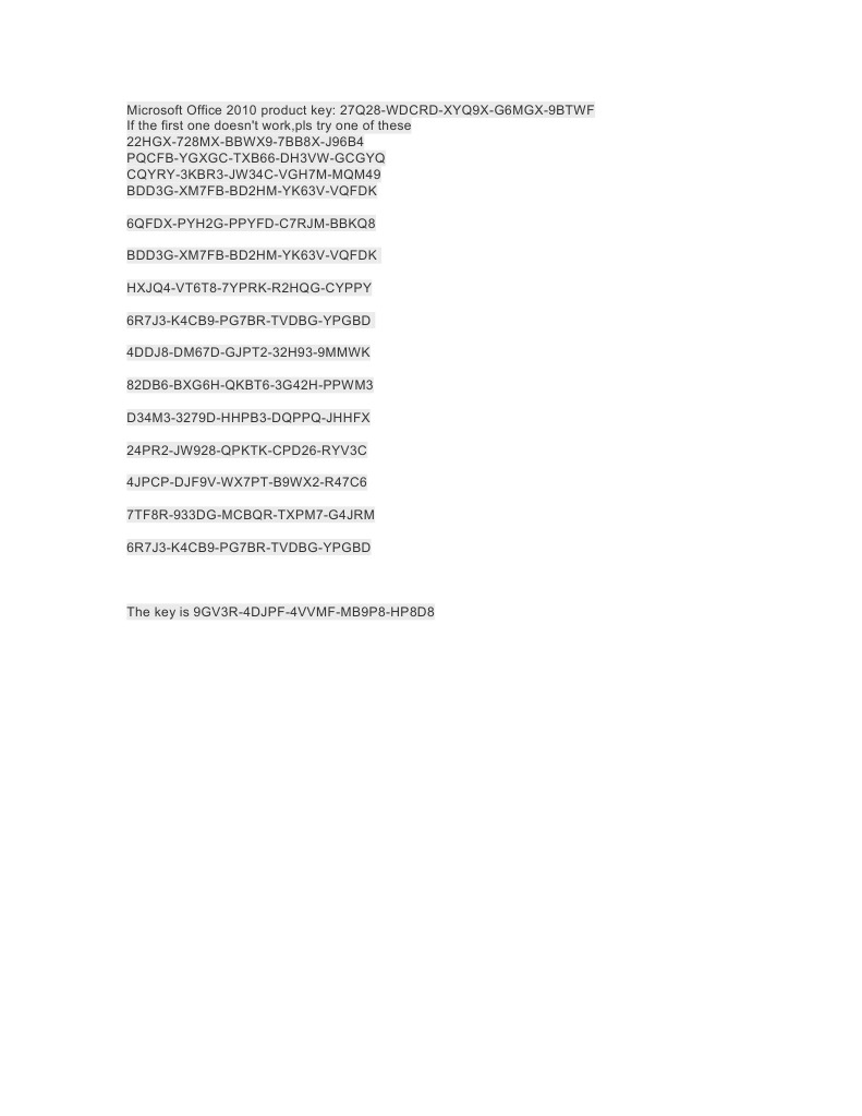 Microsoft Office 2010 Product Keys | PDF | Games & Activities