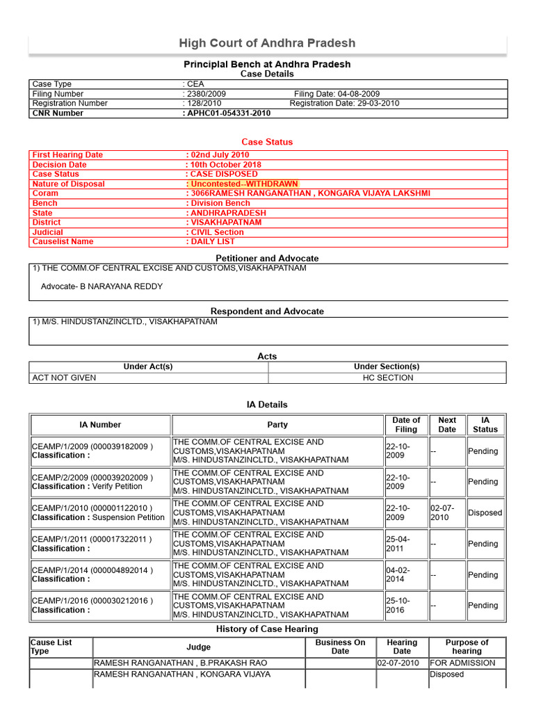SL No. 47 Cea No 128 of 2010 | PDF | Judiciaries | Courts