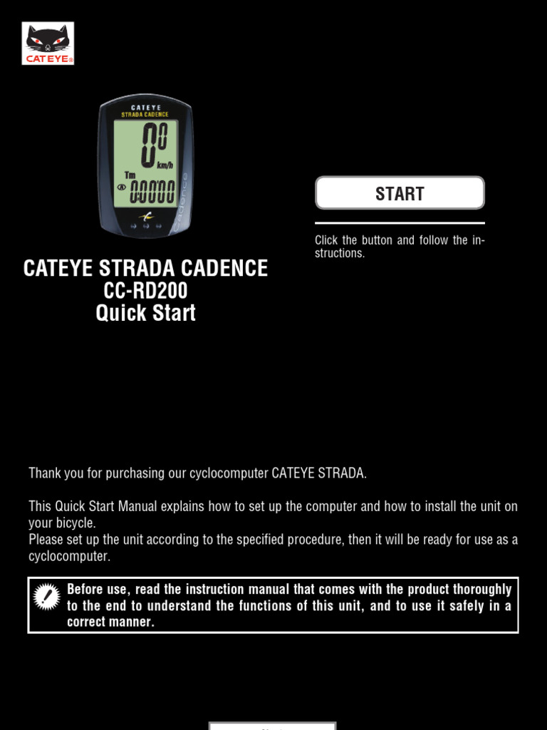 Cateye Strada Cadence Setup Guide | PDF | Manufactured Goods | Vehicle ...