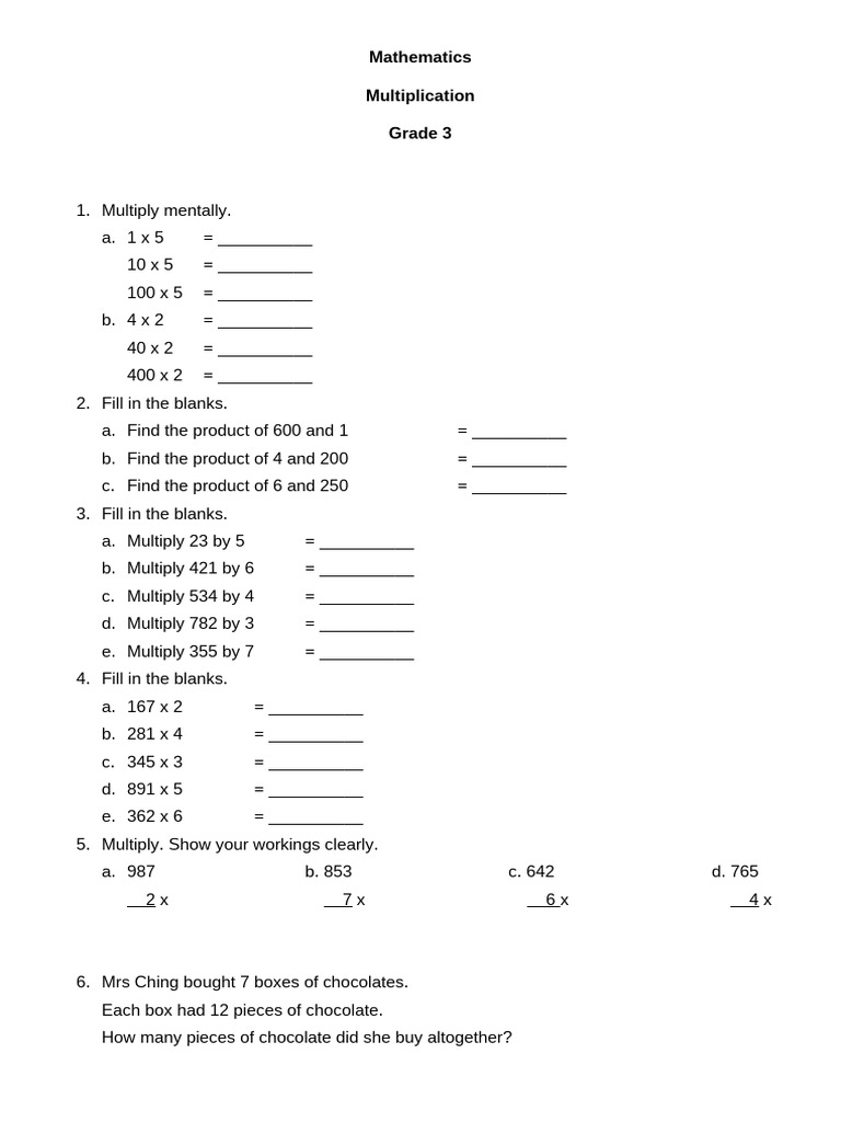 Mathematics Multiplication | PDF