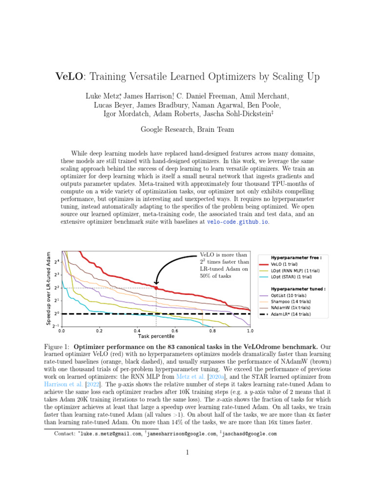 VeLO: Scalable Learned Optimizers | PDF | Applied Mathematics | Algorithms