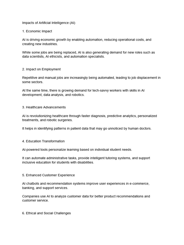 Economic and Social Impacts of AI | PDF | Artificial Intelligence ...