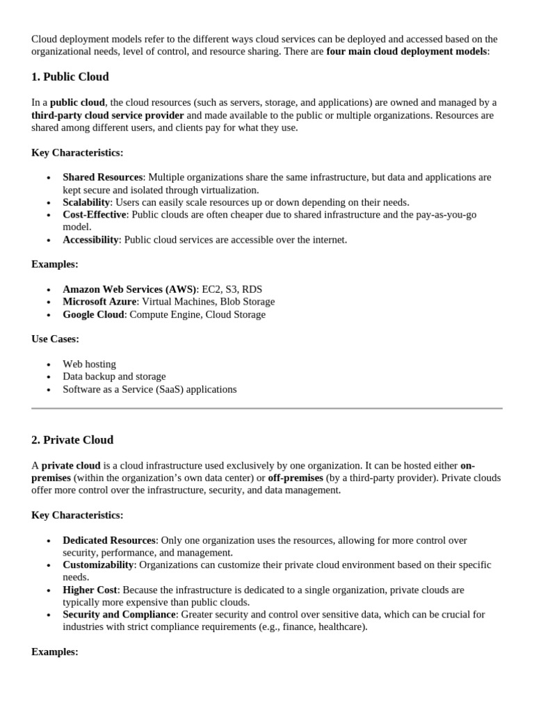 Overview of Cloud Deployment Models | PDF | Cloud Computing | Computing