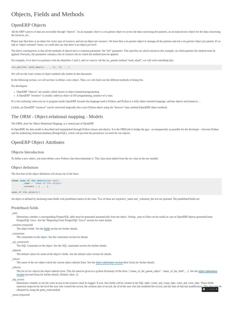 Objects, Fields and Methods - OpenERP Server Developers Documentation 7 ...