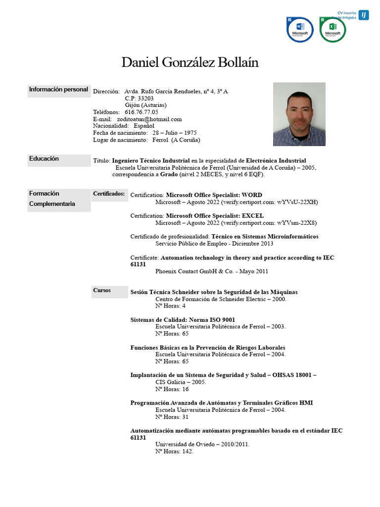 Daniel González Bollaín Attached CV | PDF | Microsoft | Informática