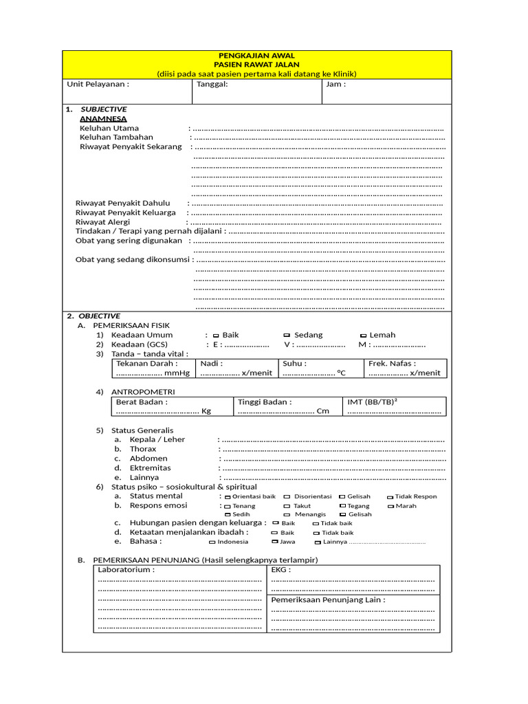 PENGKAJIAN AWAL PRJ Part 1 | PDF