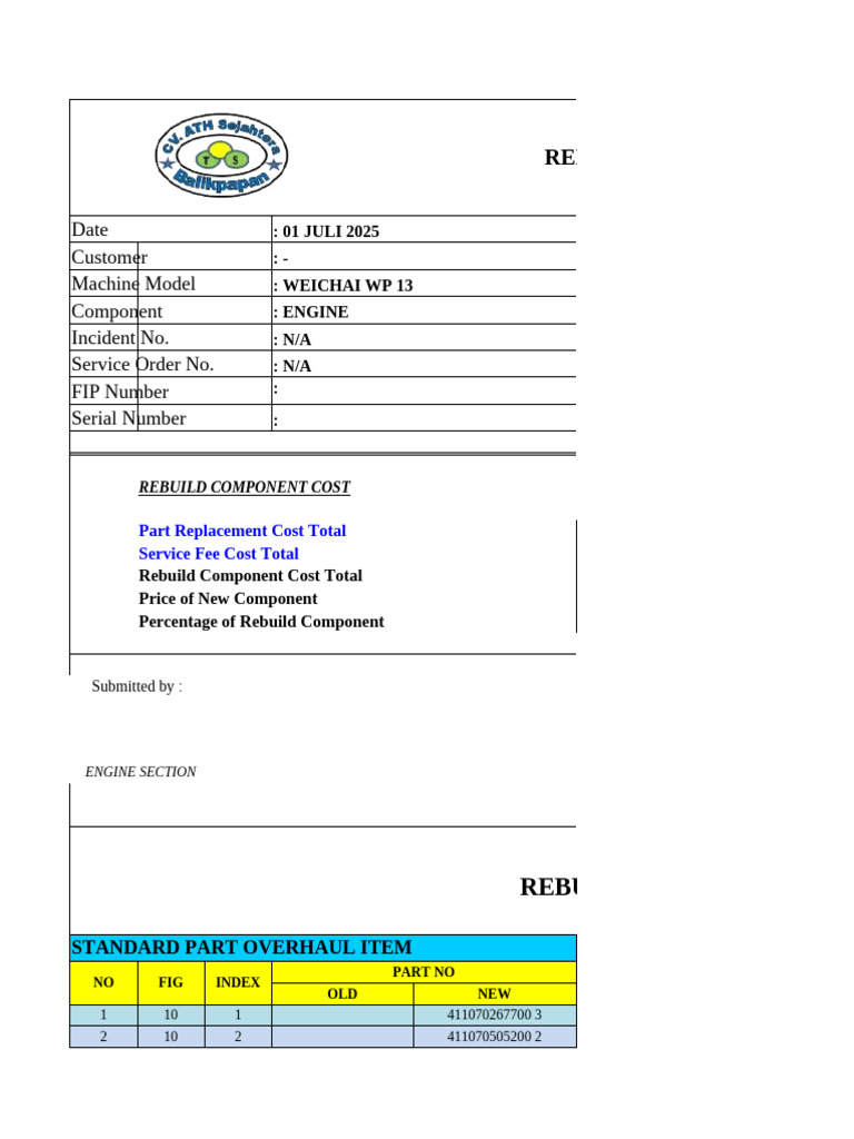 Rebuild Inspection Evaluation Report | PDF | Piston | Turbocharger
