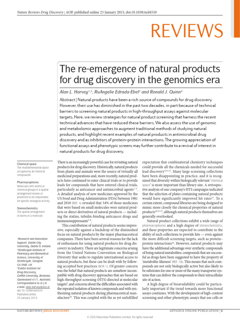 10 1038@nrd4510 | PDF | Drug Discovery | Natural Products