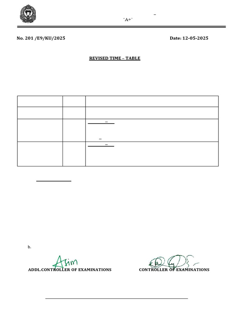 MCA II Year Exam Time-Table 2025 | PDF