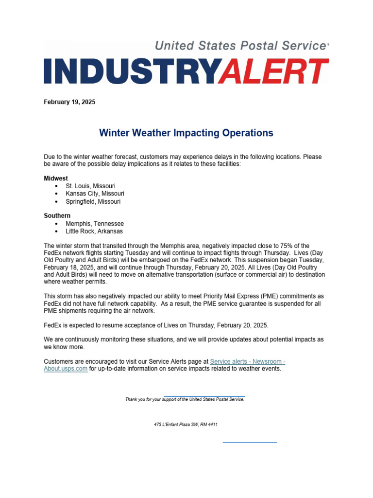 Winter Weather Delays FedEx Operations | PDF