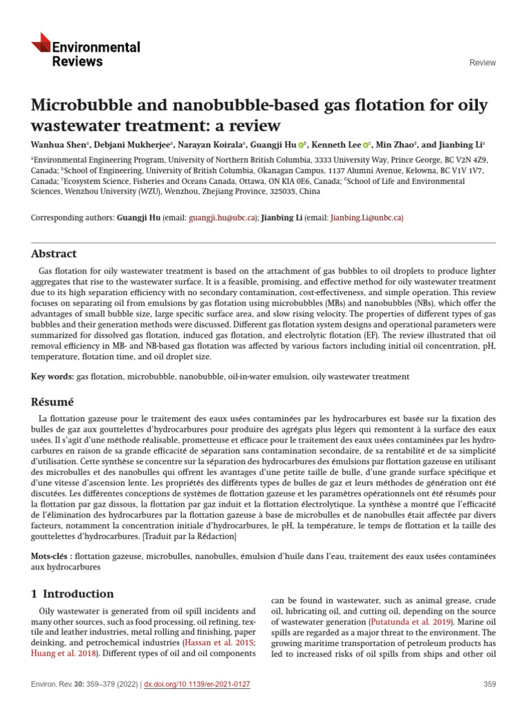Micro-Bubble and Nano-Bubble Flotation Review | PDF | Oil Spill | Emulsion