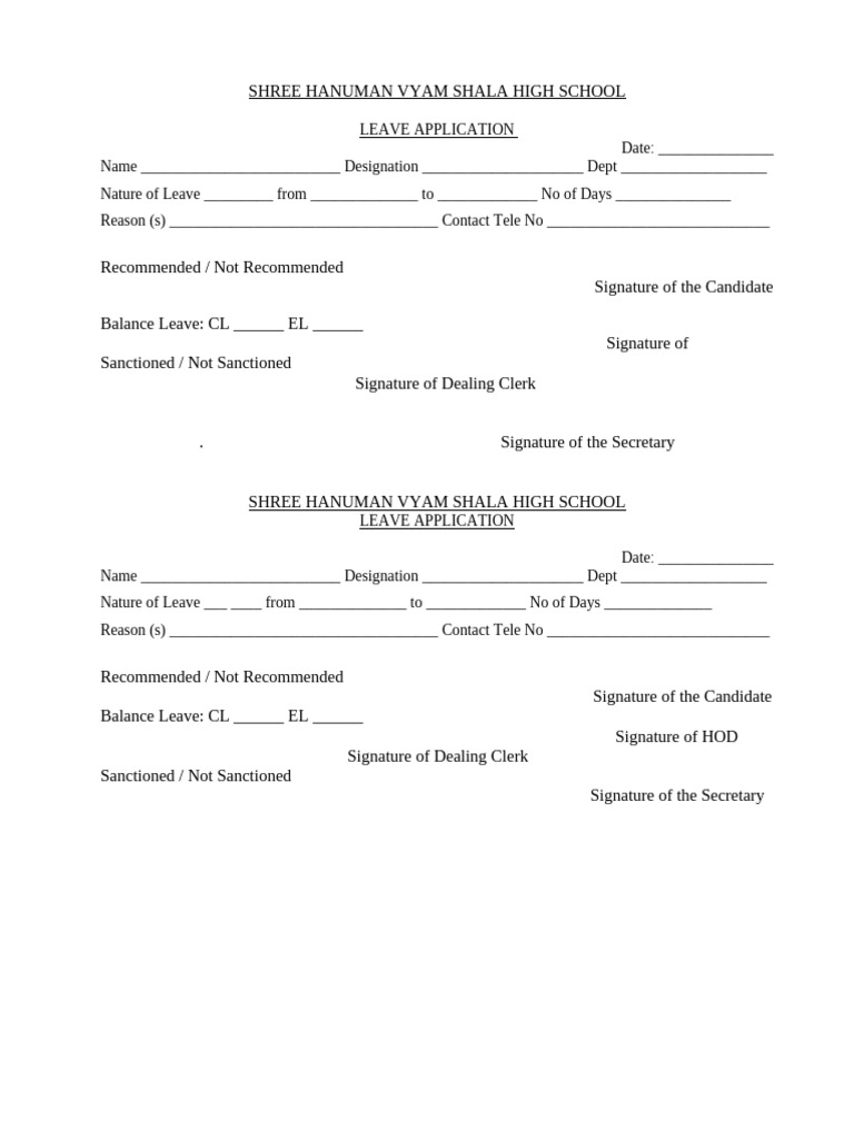 CCL Leave Application Format | PDF