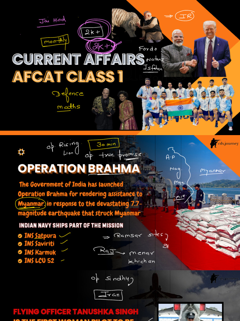 AFCAT 2025 Current Affairs Overview | PDF