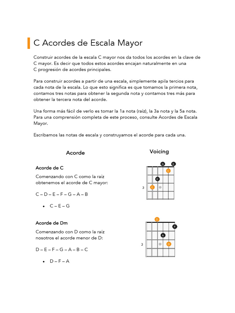Acordes de la Escala C Mayor y Voicings | PDF | Acorde (Música ...