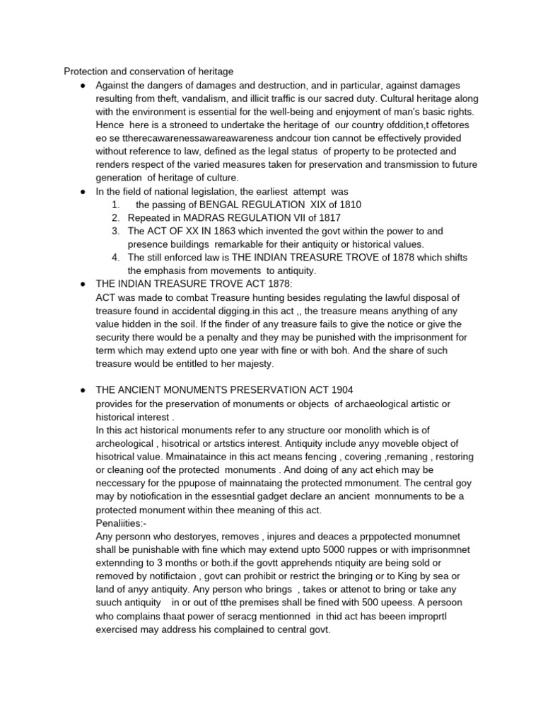 Heritage Protection Laws and Acts Overview | PDF | Cultural Heritage ...