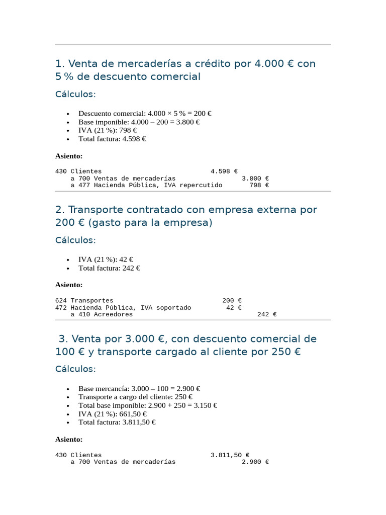Asientos contables de ventas y gastos | PDF